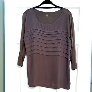 LOFT Women's Grey/Taupe Blouse with Pleated Design